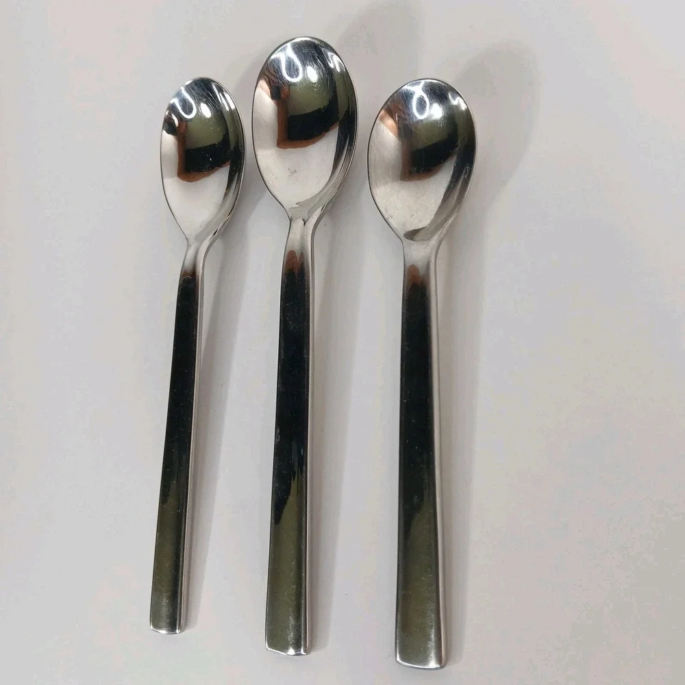 Dansk AMENI T Graves Stainless 18/10 Glossy Flatware 2 Soup Spoons 1 Teaspoon